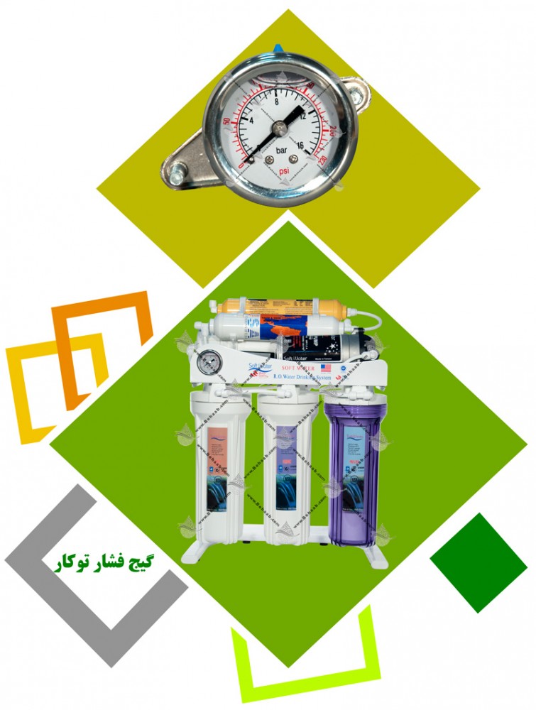 Water Pressure Gauge for Reverse Osmosis Filtration فشارسنج عقربه ای و گیج فشار دستگاه تصفیه آب