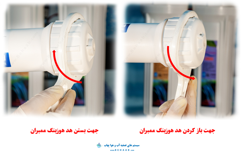 نحوه استفاده از آچار هوزینگ ممبران دستگاه تصفیه آب خانگی How to Use the Ro Membrane Housing Wrench