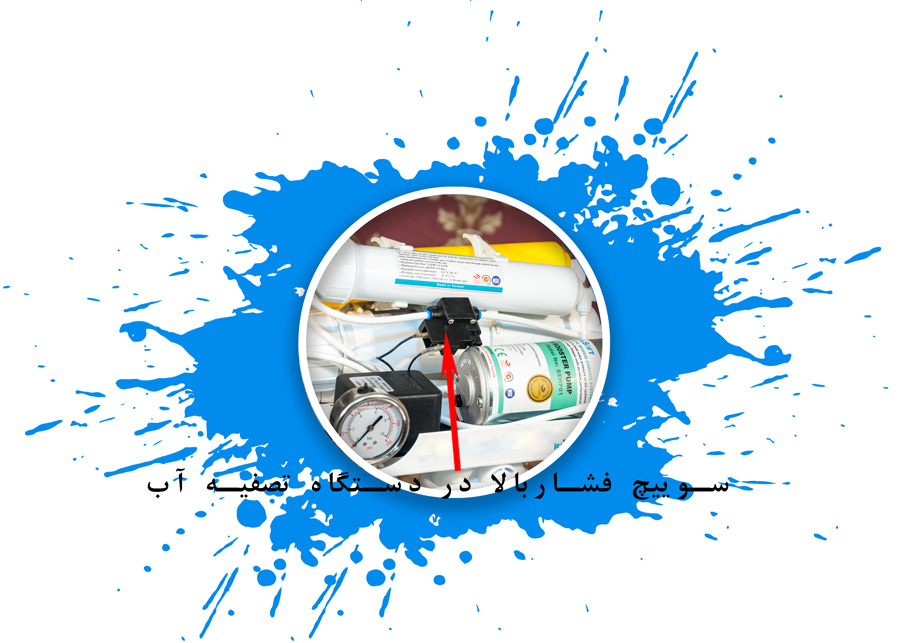 Switch High Perssure in the Reverse Osmosis Water Filter سوئیچ فشار بالا دستگاه تصفیه آب اسمز معکوس