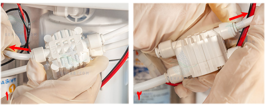 Replacing the Auto Shutoff With a Solenoid Valve on Reverse Osmosis Water Purification  نحوه نصب تعویض چهار راهی تصفیه آب با شیر برقی تصفیه آب
