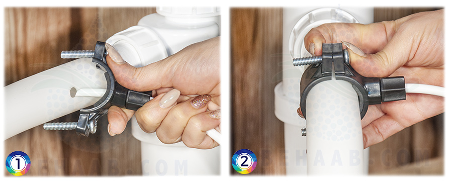 How To Install A Drain Saddle For A Reverse Osmosis Water Filtration System  نصب بست فاضلاب دستگاه تصفیه آب خانگی