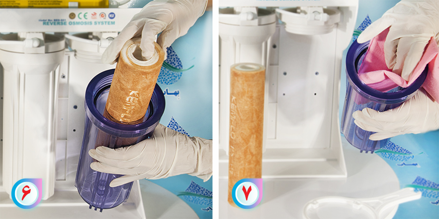 How to switch Sediment Water Filterآموزش تعویض فیلتر الیافی در دستگاه تصفیه