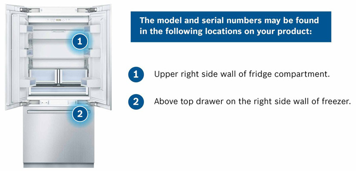 How to find the model and serial number of the BOSCH French Door Fridge