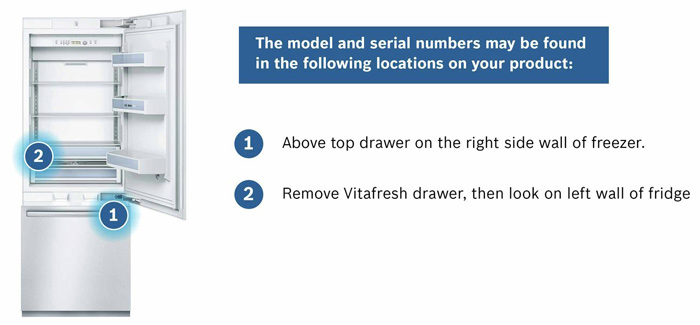 How to find the model and serial number of the BOSCH Bottom Freezer Fridge پیدا کردن برچسب مشخصات یخچال فریزر بوش