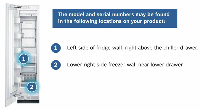 How to find the model and serial number of the BOSCH Single Fridge پیدا کردن برچسب مشخصات فریزر بوش