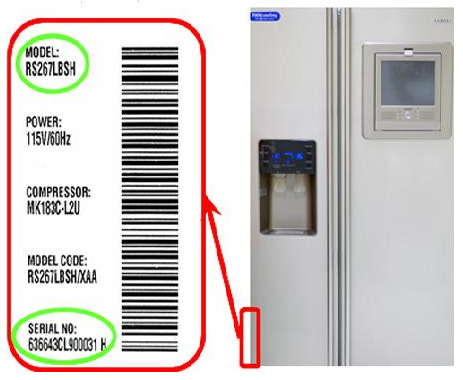 How to find the model and serial number of the SAMSUNG refrigerator پیدا کردن برچسب مشخصات یخچال سامسونگ 