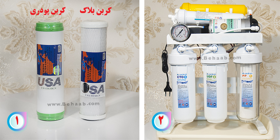Activated carbon water filter cartridges in reverse osmosis water purifier آموزش تعویض فیلتر کربنی تصفیه آب