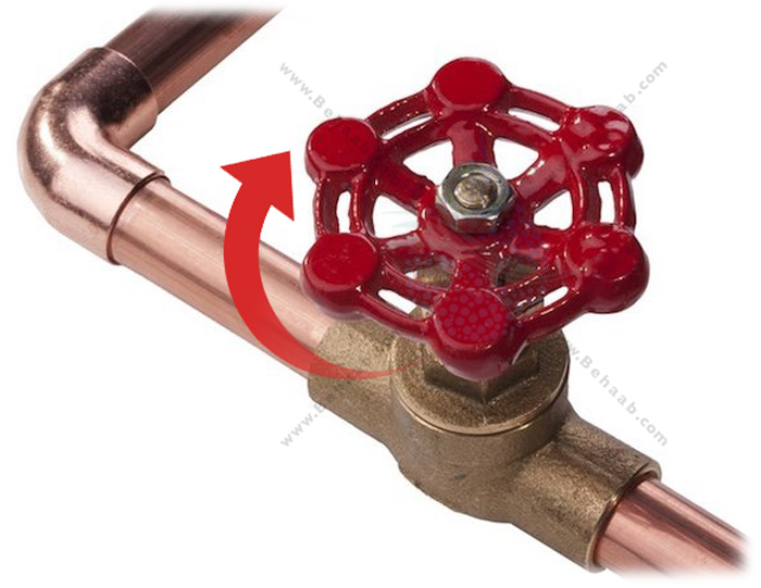 Water valve فلکه آب ورودی ساختمان برای نصب دستگاه تصفیه آب