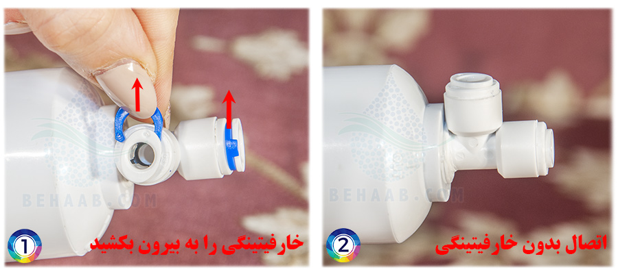 Working with water purifier Connectors نحوه کار با اتصالات دستگاه تصفیه آب