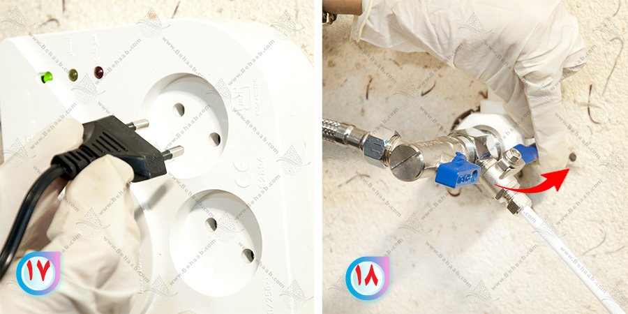light switch And Ball valae water filter osmosisکلید برق و شیر ورودی در دستگاه اسمز معکوس