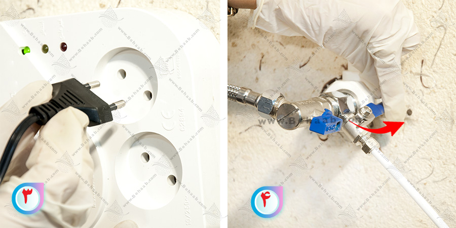 plug socket adapter ro water purifier And Inlet valve for water purifier شیر ورودی آب دستگاه تصفیه آب , قطع کردن برق دستگاه تصفیه آب