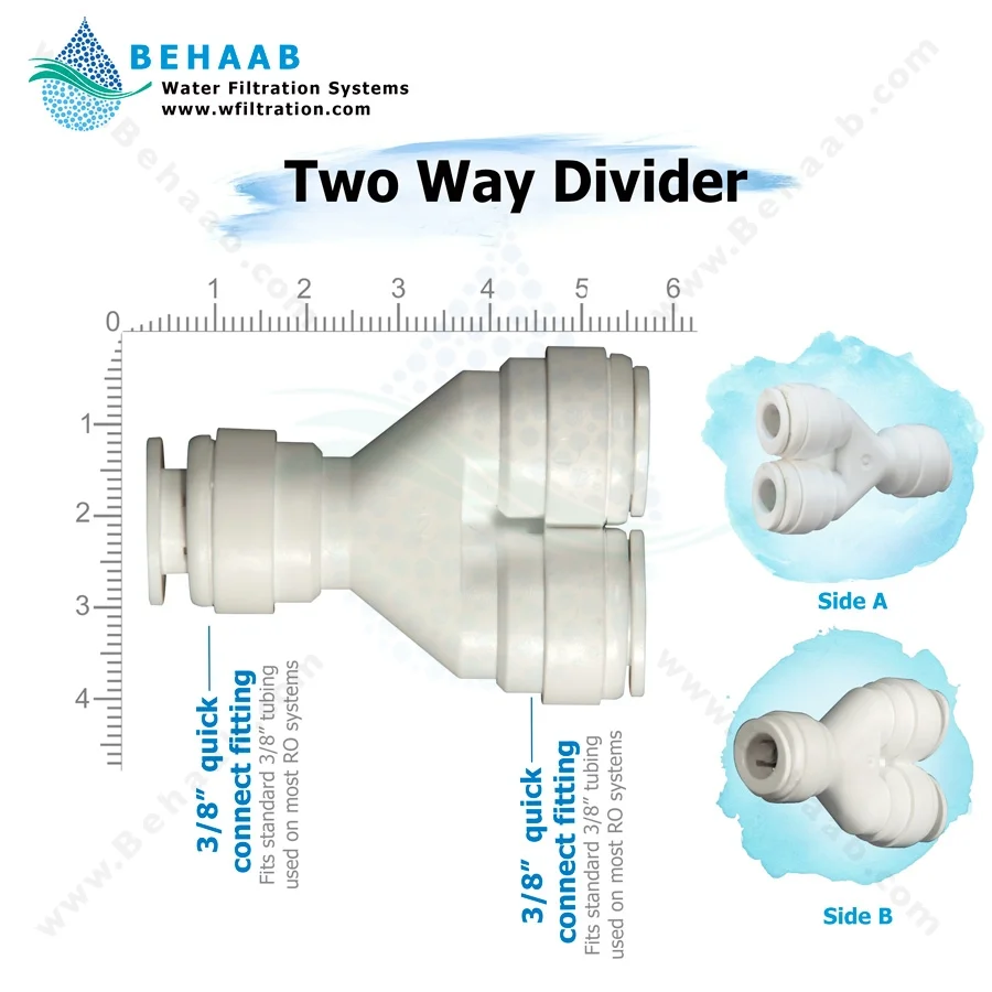 سه راه سه سر فیتینگی Y - RO Fitting Two Way Divider Semi-Industrial