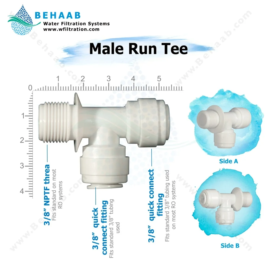 سه راه یک سر رزوه از کنار - RO Fitting Male Run Tee Semi-Industrial