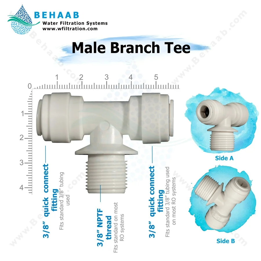 سه راه یک سر رزوه از وسط - Male Branch Tee Semi-Industrial