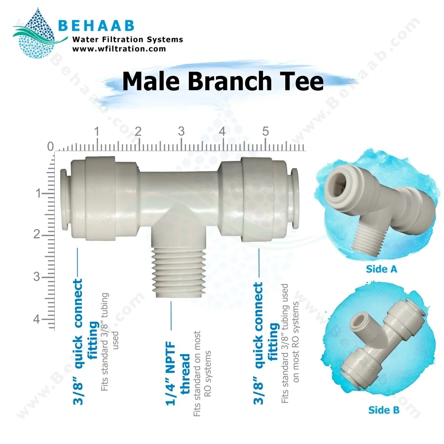 سه راه یک سر رزوه از وسط یک چهارم - Male Branch Tee Semi-Industrial