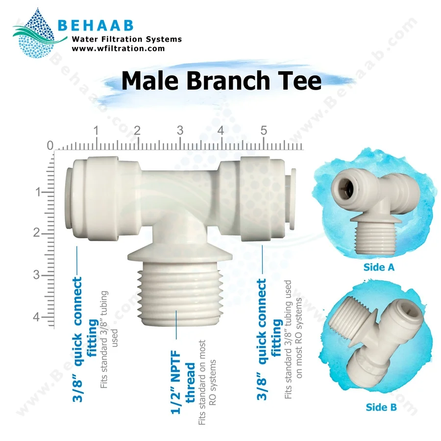سه راه یک سر رزوه از وسط یک دوم - Male Branch Tee Semi-Industrial