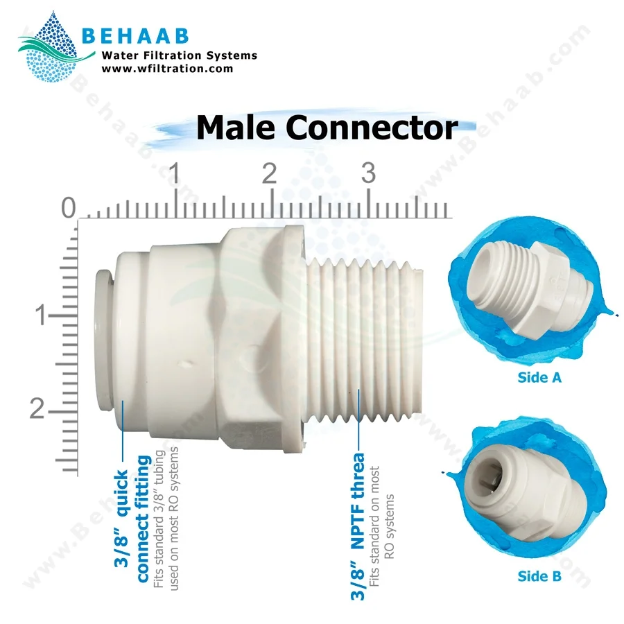 تبدیل سه هشتم رزوه به سه هشتم فیتینگی - Male Connector Semi-Industrial