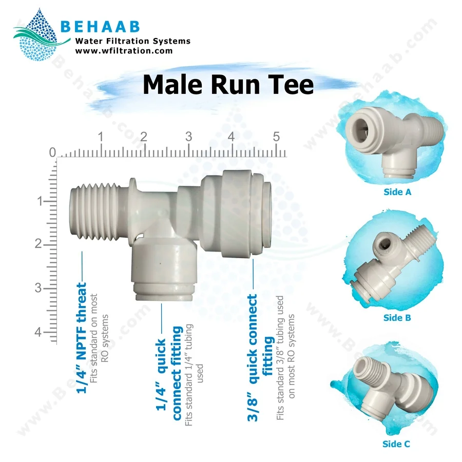 سه راه یک سر رزوه از کنار 6-6-10 - RO Fitting Male Run Tee Semi-Industrial