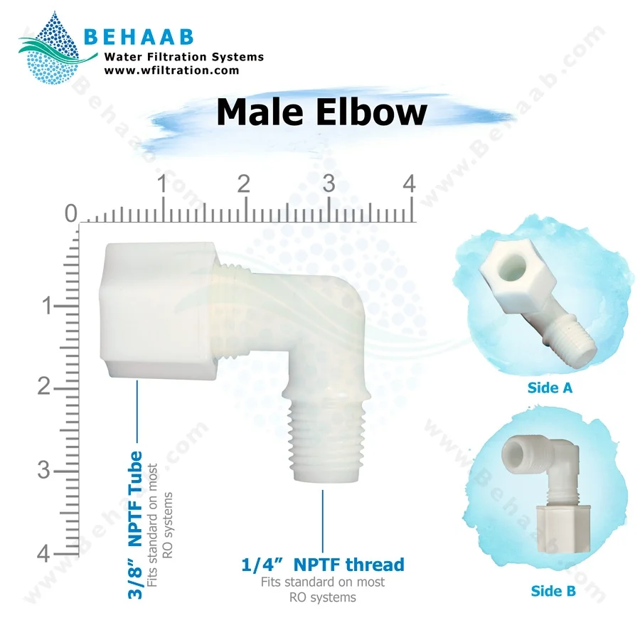 زانو یک چهارم رزوه به سه هشتم مهره - Male Elbow Semi-Industrial JACO