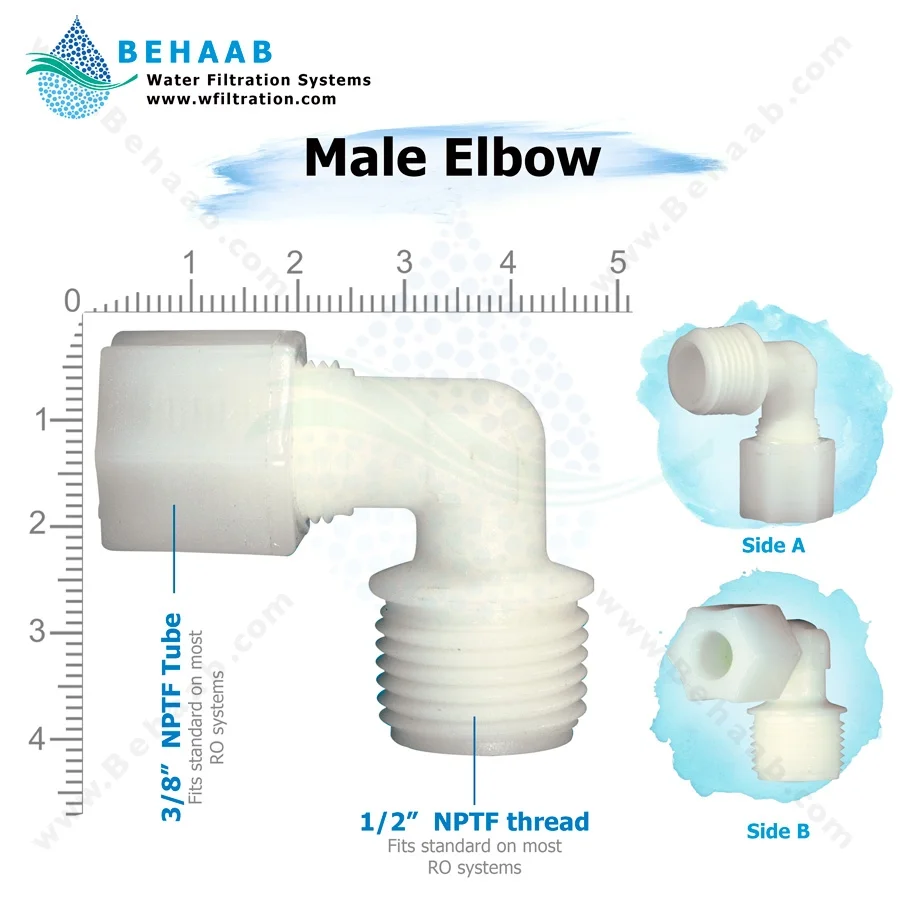 زانو یک دوم رزوه به سه هشتم مهره ای - Male Elbow Semi-Industrial JACO