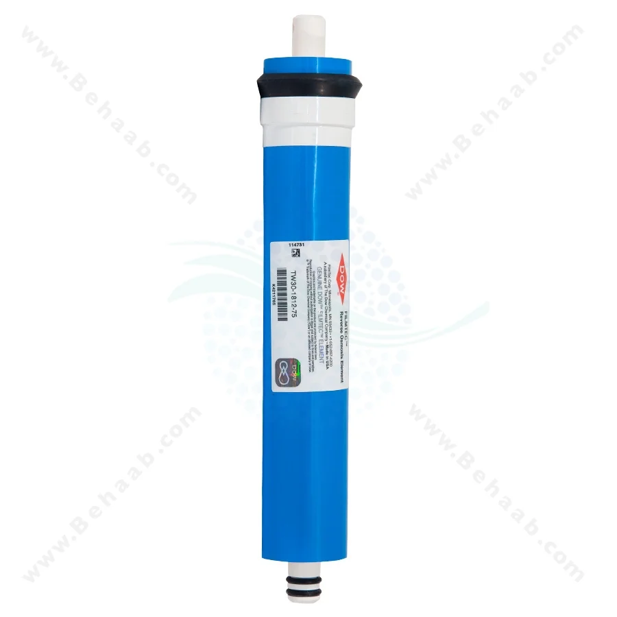 فیلتر ممبران فیلمتک 75 گالن چین - Dow Filmtec TW30-1812-75 RO Reverse Osmosis Membrane