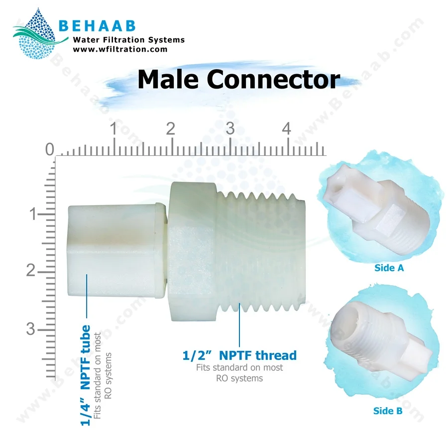 تبدیل یک دوم رزوه به مهره خانگی - Male Connector JACO
