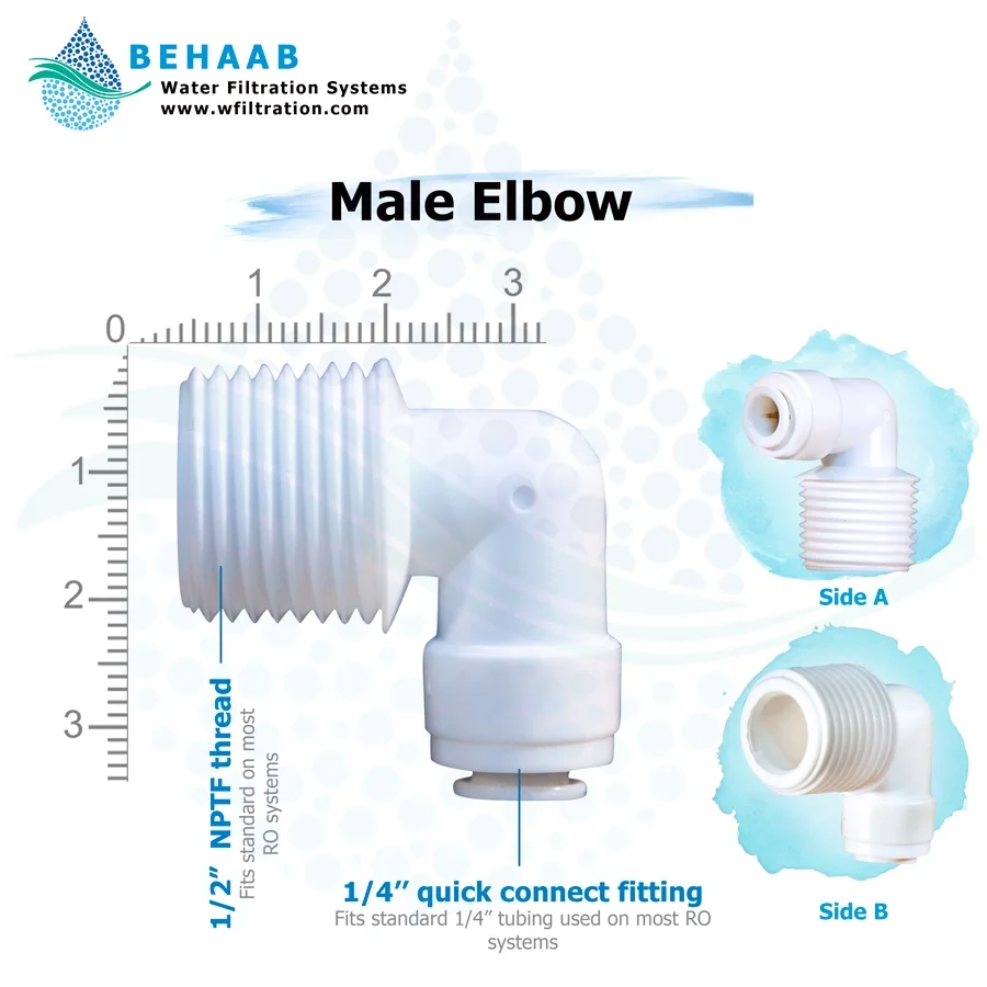 زانو یک دوم رزوه به یک چهارم فیتینگی - Male Elbow