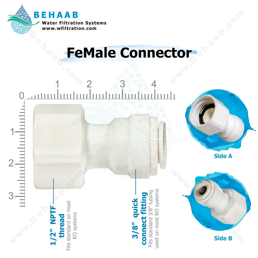 تبدیل یک دوم داخل رزوه به سه هشتم فیتینگی - Semi-Industrial FeMale Connector