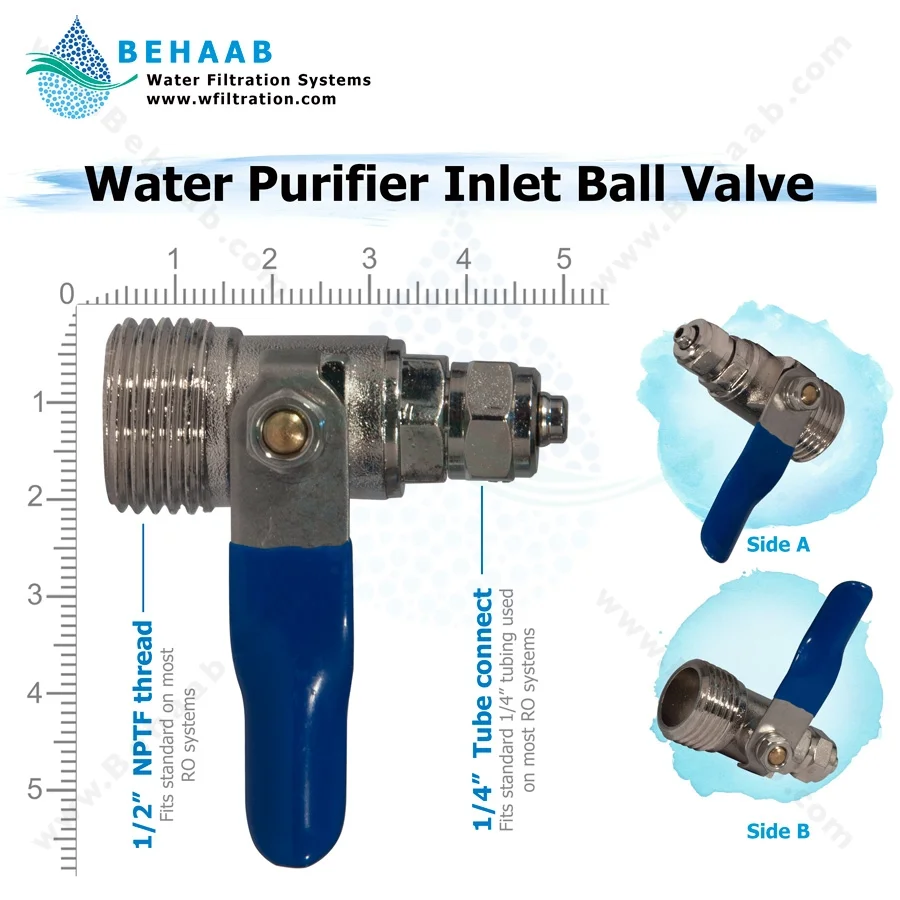 شیر ورودی دستگاه تصفیه آب 1/2 به 1/4 - Water Purifier Inlet Ball Valve