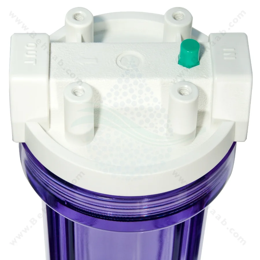 هوزینگ 20 اینچ ورودی 1/2 اینچ نیمه صنعتی تایوانی - 20 inch Clear Water Filter Housing with 1/2 inch input