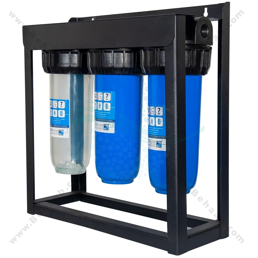 هوزینگ 10 اینچ 3 مرحله ورودی 3/4 اینچ با استند - 3Stage 10 inch Whole House Water Filter Housing