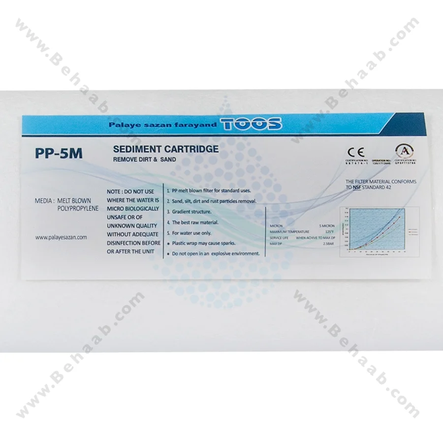 فیلتر الیافی 20 اینچ جامبو توس 5 میکرون - 20 Inch Jumbo 5 Micron Sediment Water Filter Replacement Cartridge Toos