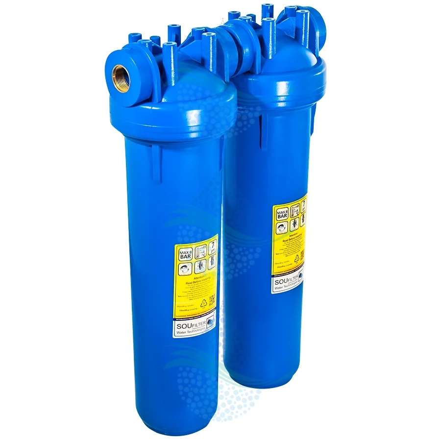 هوزینگ جامبو 20 اینچ 2 مرحله ورودی 1 اینچ - 2 Stage 20 inch Jumbo Water Filter Housings Soufilter