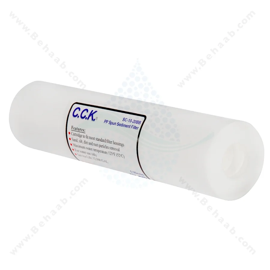 فیلتر الیافی سی سی کا 5 میکرون مدل SC-10-20BB - 10 inch PP 5micron Sediment Filter Cartridge CCK Model  SC-10-20BB