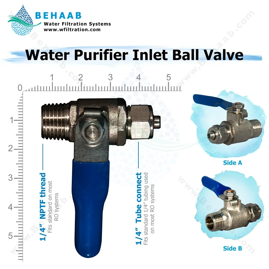 شیر ورودی دستگاه تصفیه آب 1/4 به 1/4 - Water Purifier Inlet Ball Valve