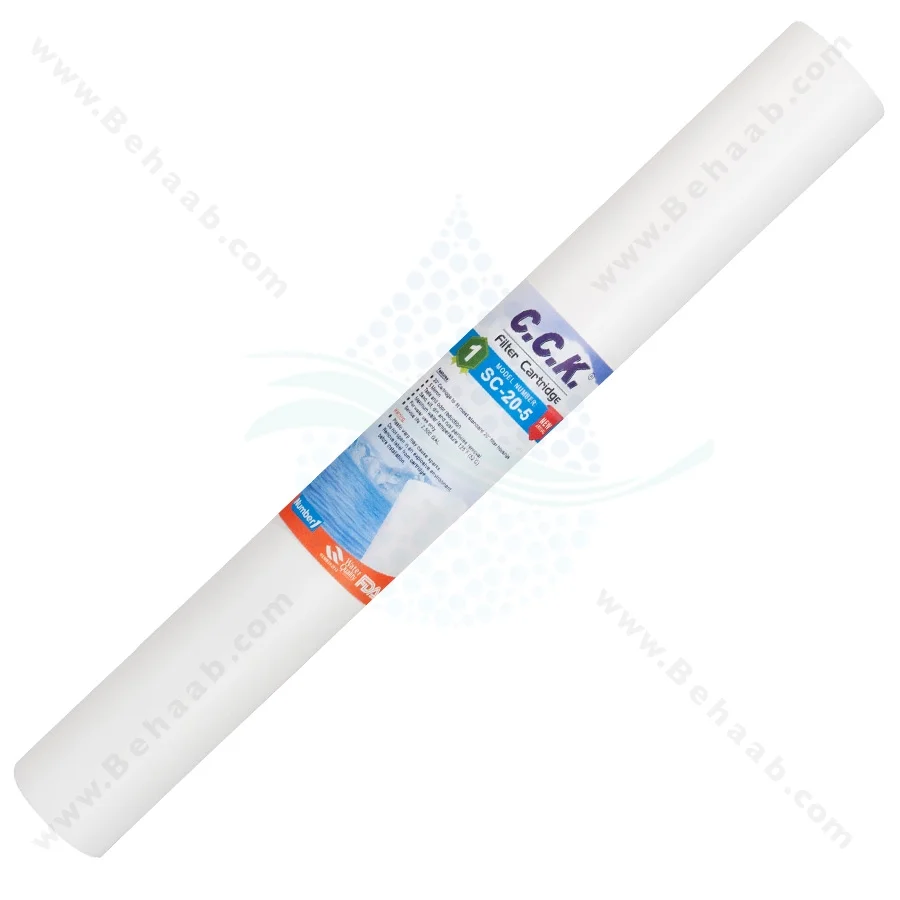 فیلتر الیافی 20 اینچ اسلیم سی سی کا 5 میکرون - CCK 5 Micron PP Sediment Filter Cartridge Model SC-20-5