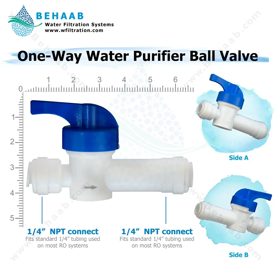شیر بین راهی یک طرفه تصفیه آب خانگی مدل WBV-03 - One-Way Water Purifier Ball Valve WBV-03
