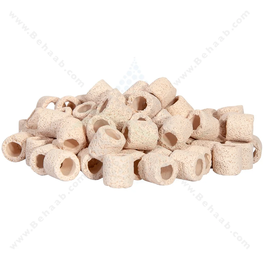 سرامیک آکواریوم ایستا حجم 0.5 لیتر سایز L - Power Material Bio Ceramic Rings Aquarium Filter Media