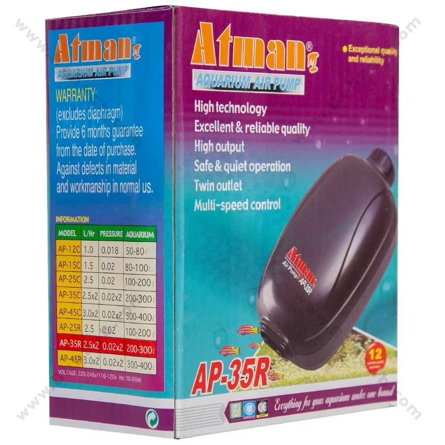 پمپ هوا آکواریوم آتمن مدل AP-35R - Aquarium Air Pumps Atman Model AP-35R