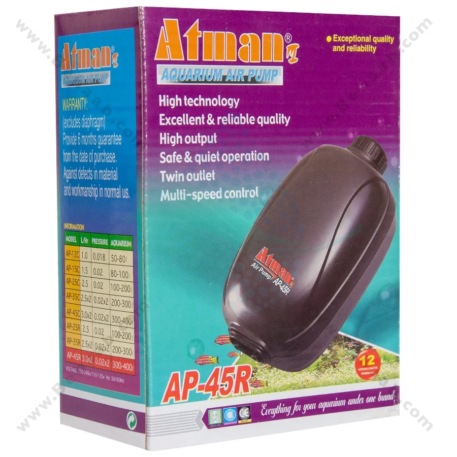 پمپ هوا آکواریوم آتمن مدل AP-45R - Aquarium Air Pumps Atman Model AP-45R
