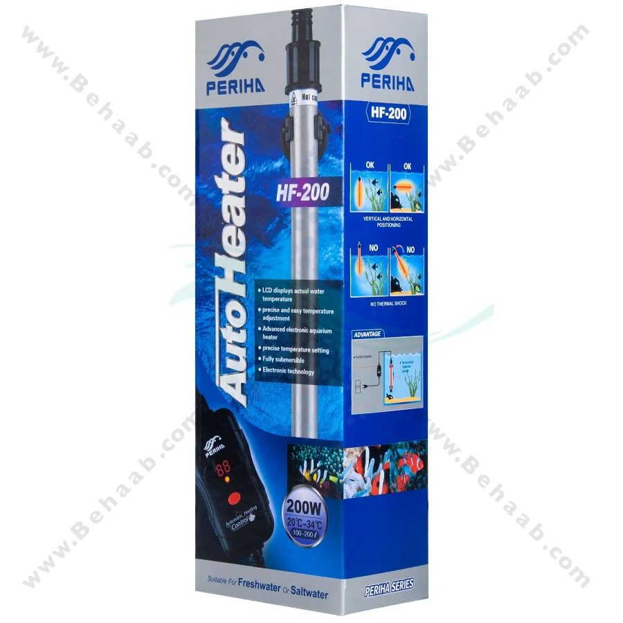 بخاری آکواریوم 200 وات پریها مدل HF-200 - Digital Submersible Aquarium Heater PERIHA HF-200