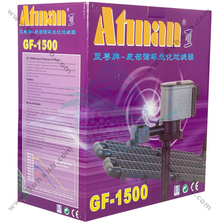 فیلتر زیر شنی آکواریوم آتمن مدل GF-1500 - ATMAN GF-1500 Biological Under Gravel Filter Aquarium