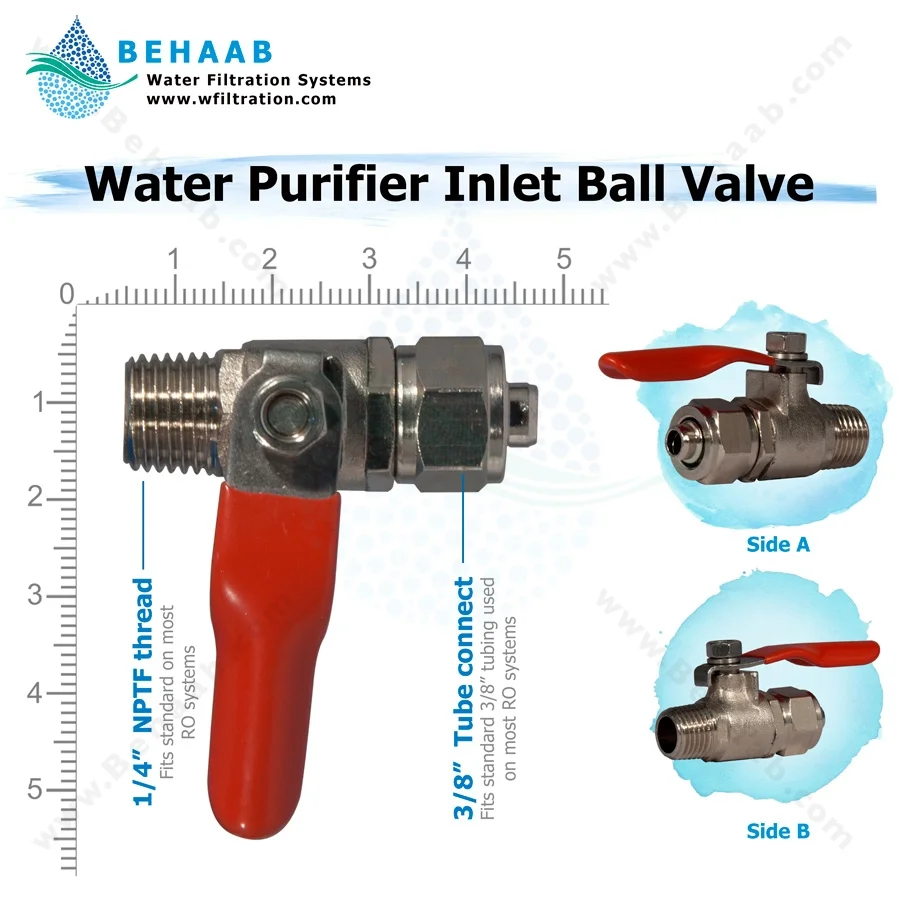 شیر ورودی دستگاه تصفیه آب نیمه صنعتی 1/4 به 3/8 - Semi-Industrial Water Purifier Inlet Ball Valve