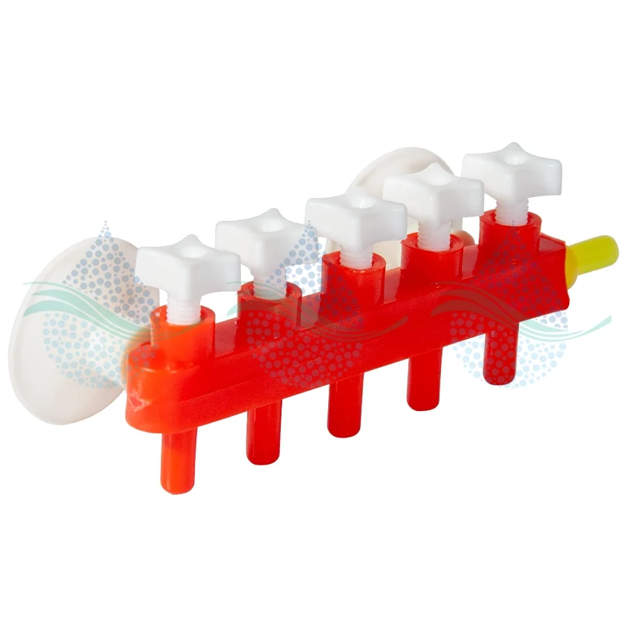 شیر تقسیم هوا آکواریوم 5 راهه - 5Way Aquarium Air Flow Control Lever Valve