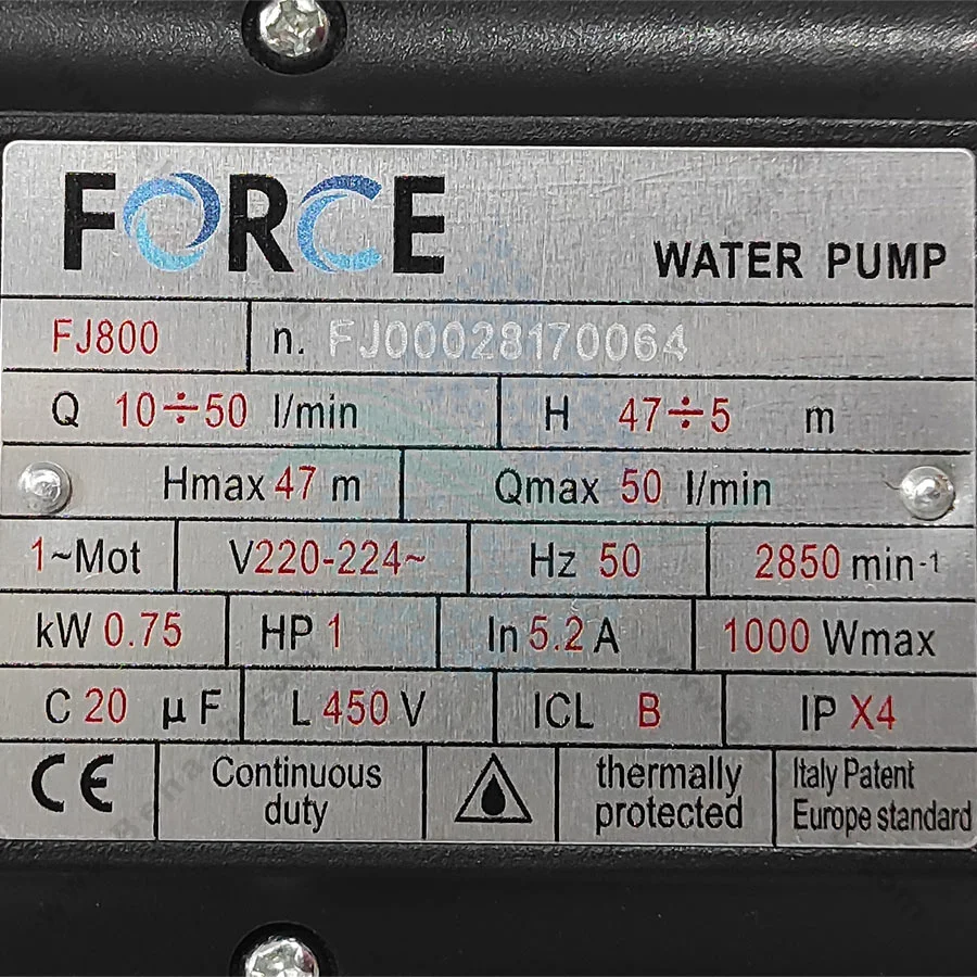 پمپ آب یک اسب  فورس مدل FJ800 - FORCE 1 hp pump model FJ800