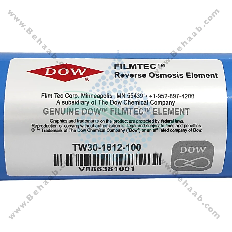 فیلتر ممبران 100 گالن فیلمتک مدل TW30-1812-100 چین - Dow Filmtec TW30-1812-100 Reverse Osmosis Membrane