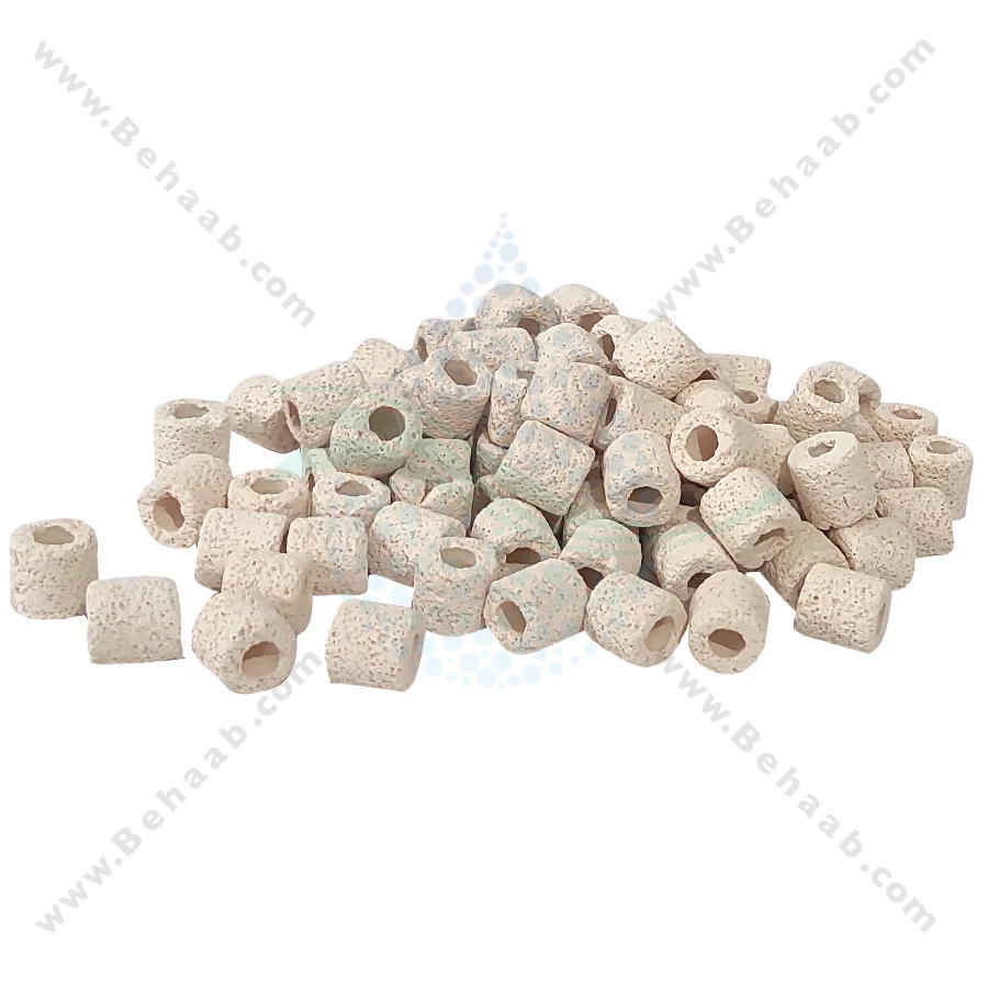 سرامیک آکواریوم ایستا حجم 0.5 لیتر سایز M - Power Material Bio Ceramic Rings Aquarium Filter Media 0.5 liter