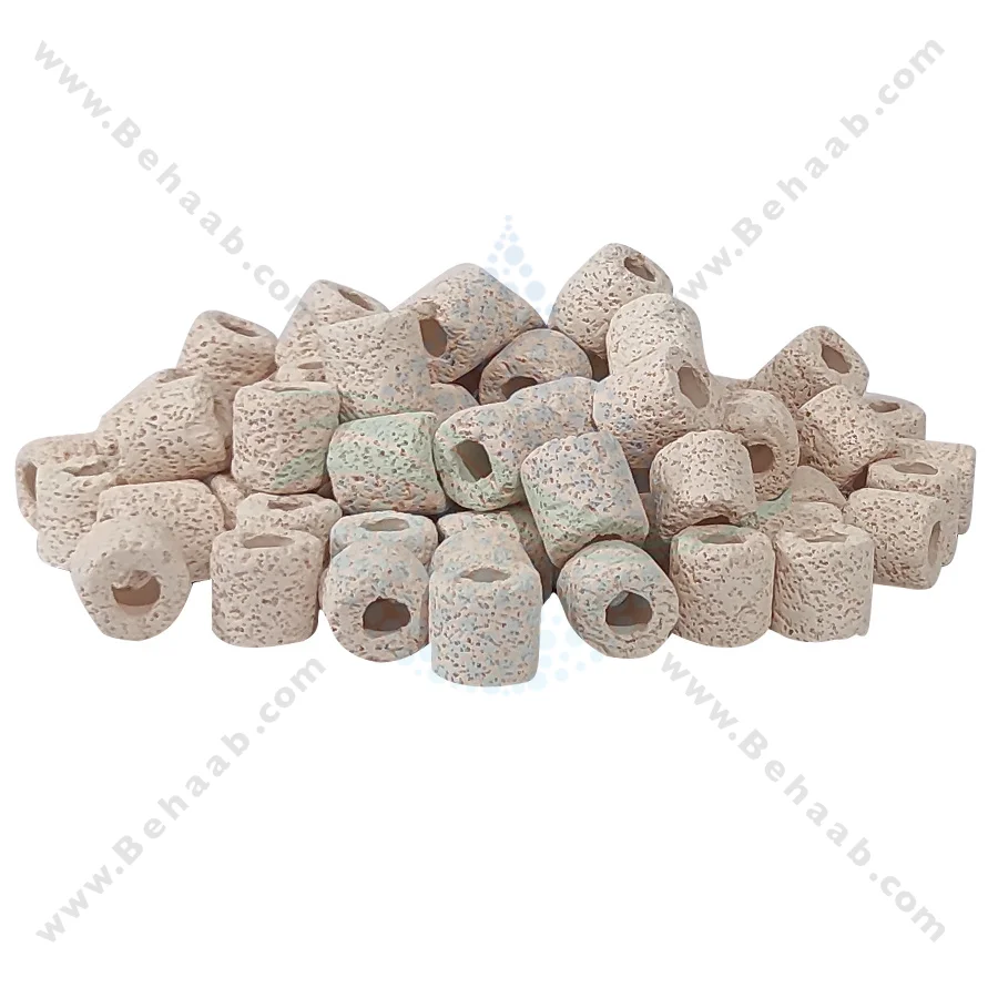 سرامیک آکواریوم ایستا حجم 0.5 لیتر سایز M - Power Material Bio Ceramic Rings Aquarium Filter Media 0.5 liter