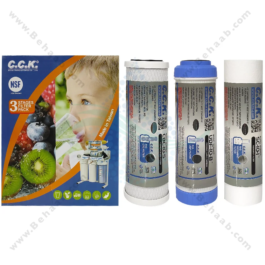 پک 3 عددی فیلتر تصفیه آب سی سی کا اورجینال - 3 Stage 10 inch Water Filter Cartridge PP UDF CTO CCK