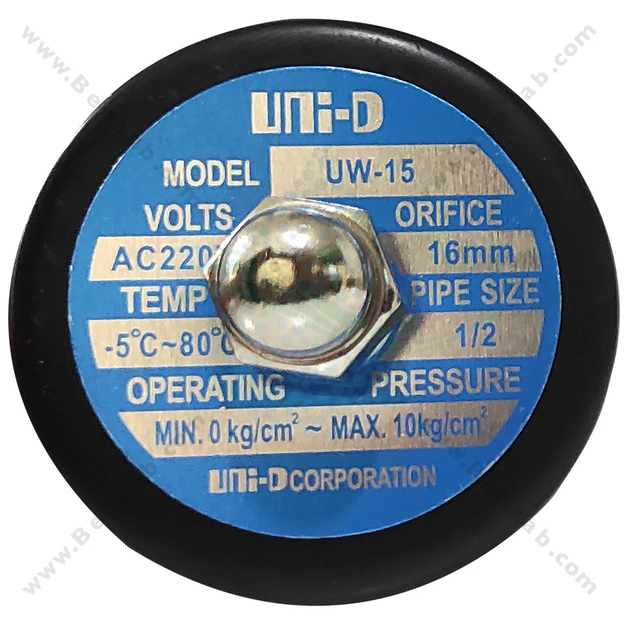 شیر برقی تصفیه آب یونیدی مدل UW-15 سایز 1/2 اینچ - 1/2inch UW-15 Uni-D Type Brass Solenoid Valve 220V AC